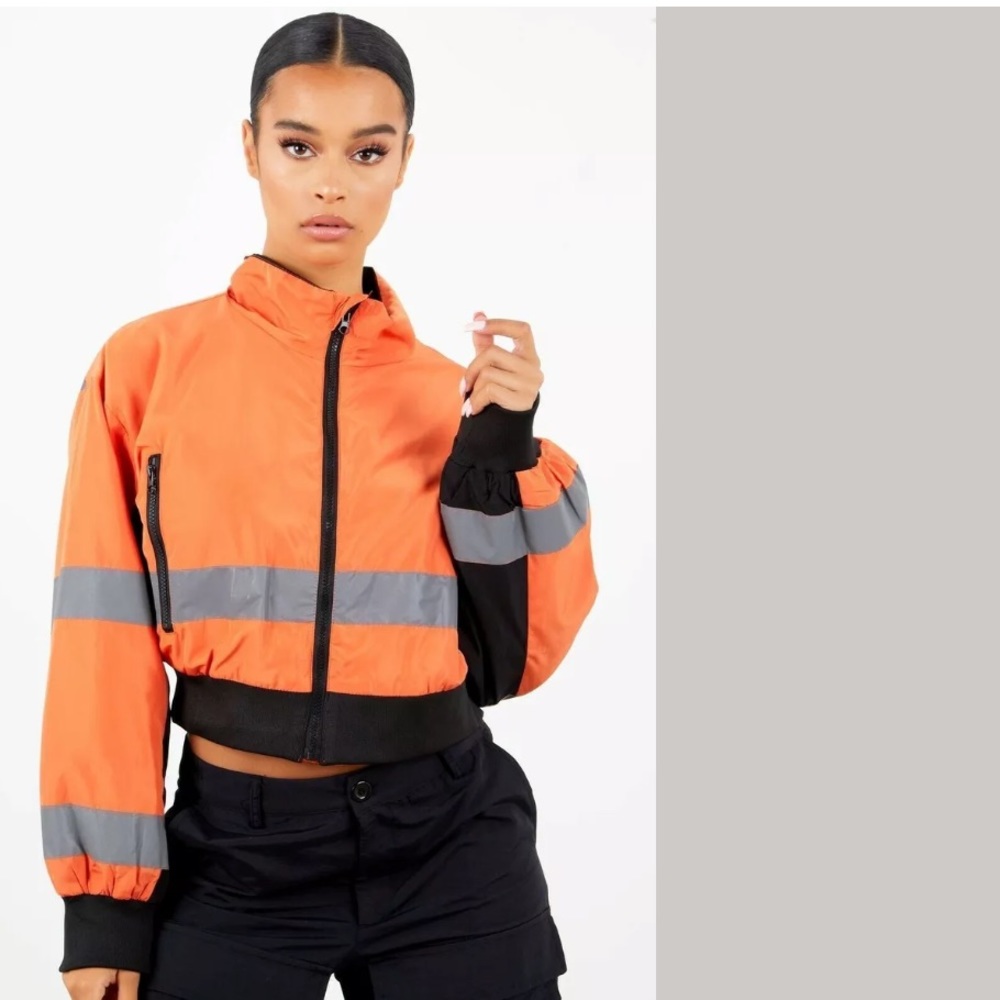Sorella Orange Reflective Striped Jacket Size M